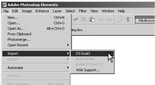 KONICA MINOLTA SCAN DUAL III - Launching the scanner utility from Photoshop Elements - 1