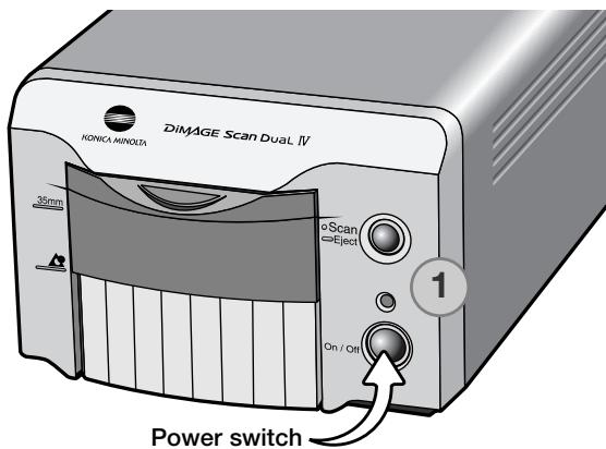 KONICA MINOLTA SCAN DUAL IV - Turning on the scanner - 1