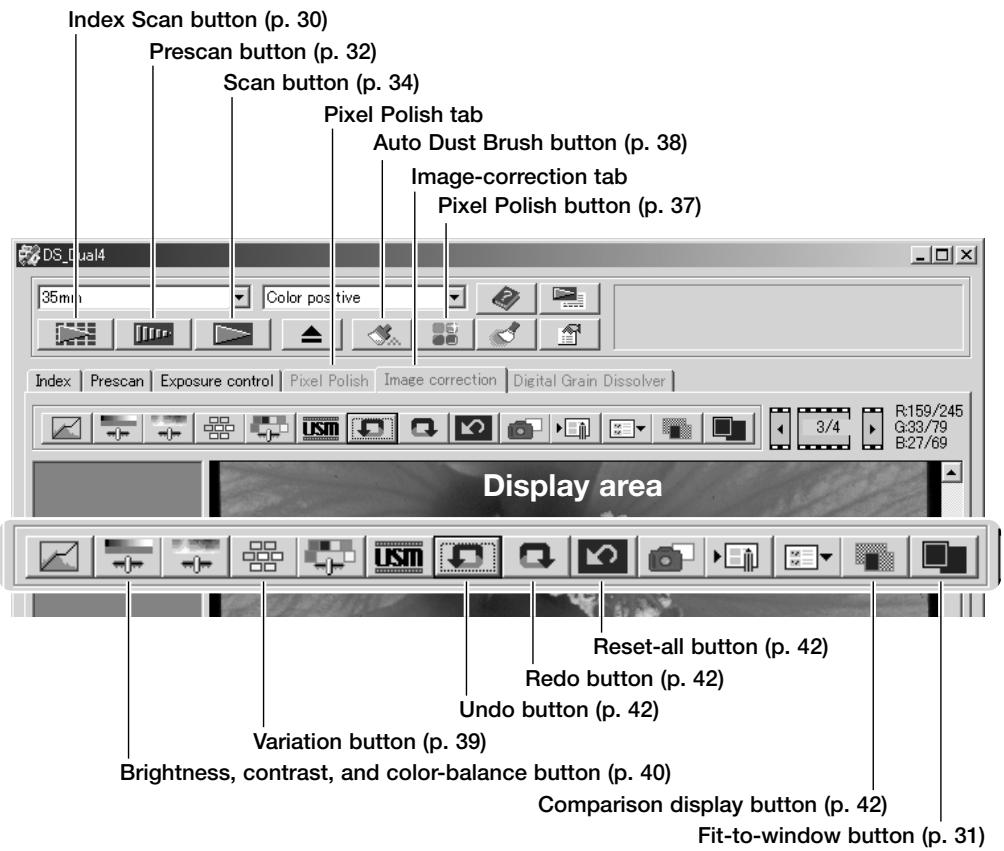 KONICA MINOLTA SCAN DUAL IV - Main window and image-correction tab - 1