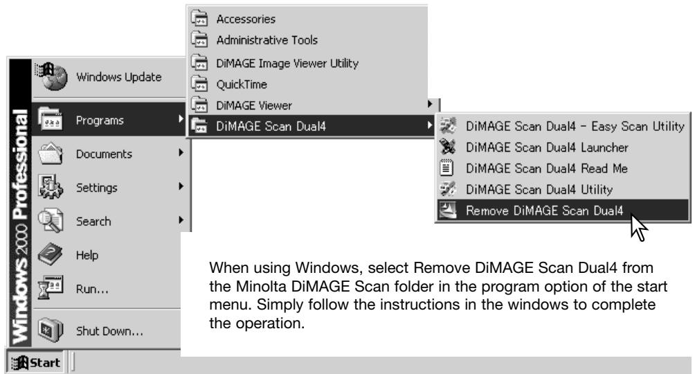 KONICA MINOLTA SCAN DUAL IV - Uninstalling the DiIMAGE Scan Software - 1