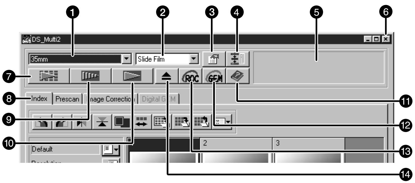 KONICA MINOLTA SCAN MULTI II SOFTWARE - MAIN WINDOW – NAMES OF PARTS - 1
