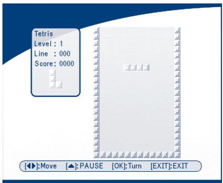 Tetris Level : 1 Line : 000 Score: 0000 [◀]:Move [▲]:PAUSE [OK]:Turn [EXIT]:EXIT