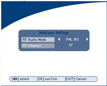 STRONG SRT 6005 - Modulator Settings (only for model SRT 6015) - 1
