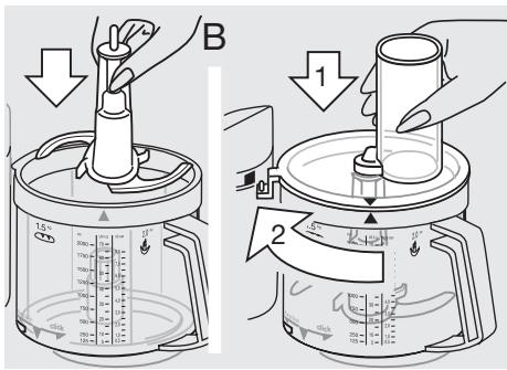 BRAUN COMBIMAX 600 - Attaching the food processor bowl ⑥ and the lid ⑦ - 2