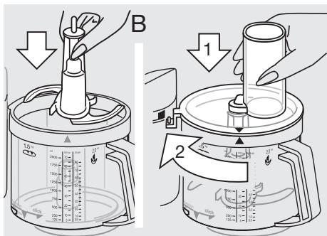 BRAUN COMBIMAX 600 - Colocar el bol del procesador de alimentos ⑥ y la tapa ⑦ - 2