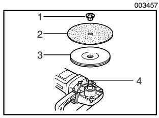 MAKITA 9227CY - Installation ou retrait du disque abrasif (accessoire en option) - 1