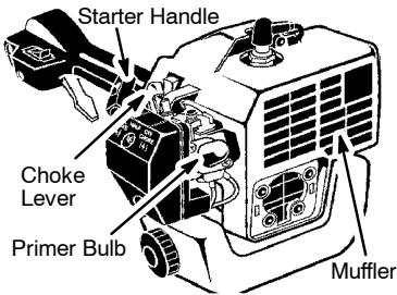 MCCULLOCH TRIMMAC 251-25CC - STARTING A COLD ENGINE (or a warm engine after running out of fuel) - 2