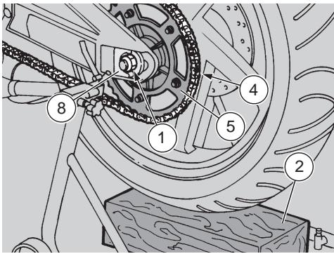 APRILIA RS 250-1998 - Couple de serrage des vis (1) de l'étrier de frein: 50 nm (5 kgm). - 2
