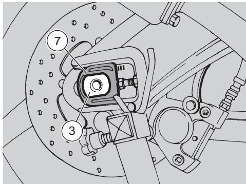 APRILIA RS 250-1998 - Couple de serrage des vis (1) de l'étrier de frein: 50 nm (5 kgm). - 3