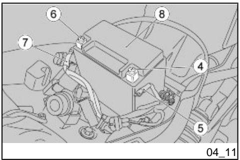 APRILIA DORSODURO 750 - Extracción de la bateria (04_10, 04_11) - 1
