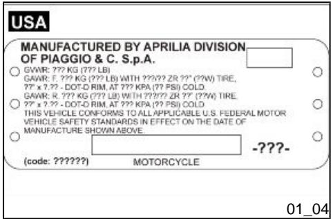 APRILIA SXV 450 - Étiquette 1 (01_03) - 1