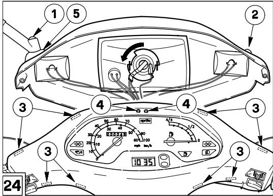APRILIA AMICO 50 - CHANGING THE BULBS IN THE REARLAMP AND REAR DIRECTION INDICATORS (Fig. 25) - 1