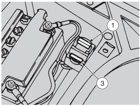 APRILIA AREA 51 - Always connect the battery breather pipe, to prevent the sulphuric acid vapours from corroding the electric system, painted parts, rubber elements or gaskets when they exit the breather pipe itself. - 1