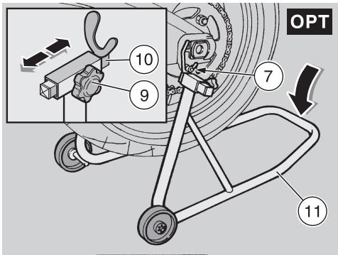 APRILIA RSV 1000 TUONO R - POSITIONING THE VEHICLE ON THE REAR SUPPORT STAND OPT - 1