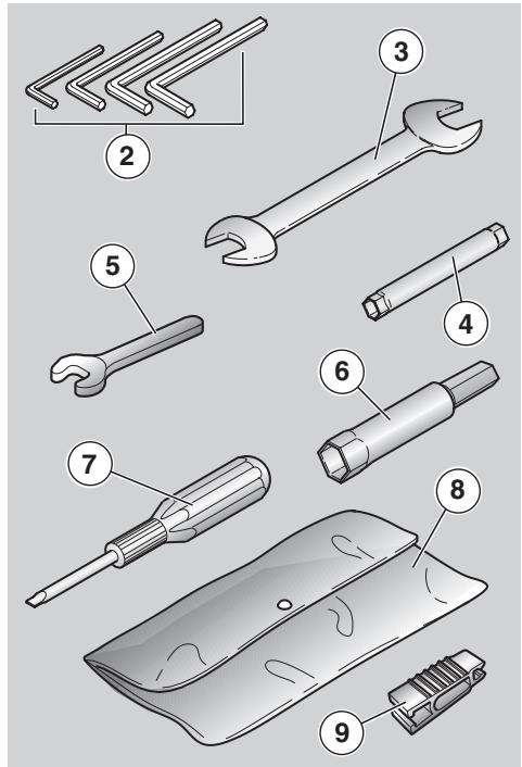 APRILIA RSV 1000 TUONO R - The tool kit (1) includes: - 1