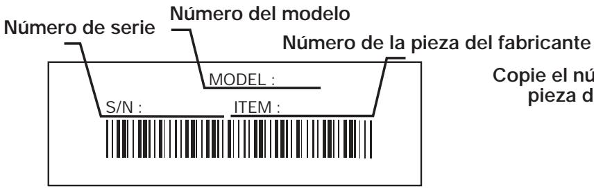 MTD TB25ET - UBICACION DEL NUMERO DEL MODELO - 1