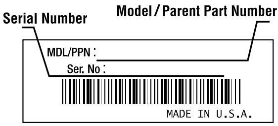 MTD TB3000 - Identification Numbers - 1