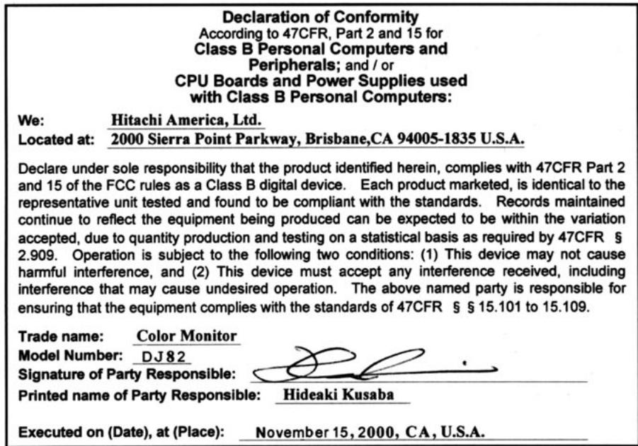 HITACHI CM828ET - FCC Statement Warning - 1