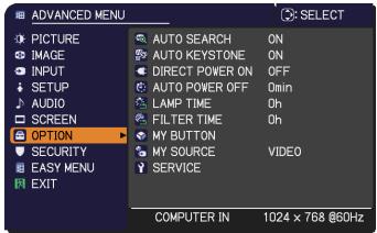 HITACHI CPX8 - OPTION menu - 1
