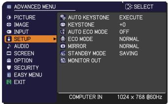 HITACHI CPX8 - SETUP menu - 1