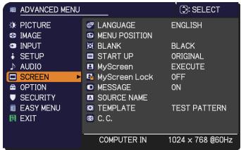 HITACHI CPX8 - SCREEN menu - 1