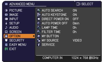 HITACHI CPX9 - OPTION menu - 1
