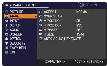 HITACHI CPX9 - IMAGE menu - 1