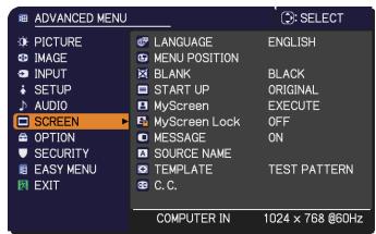 HITACHI CPX9 - SCREEN menu - 1