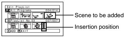 HITACHI DZ-BX35A - ADDING SCENES USING SUBMENU FOR EDITING (EDITING PLAY LIST) - 1