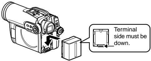 HITACHI DZ-BX35A - ATTACHING BATTERY TO DVD VIDEO CAMERA/RECORDER - 1