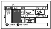 HITACHI DZ-BX35A - ADDING SCENES USING SUBMENU FOR EDITING (EDITING PLAY LIST) - 2