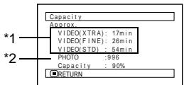 HITACHI DZ-BX35A - VERIFYING REMAINING FREE SPACE ON DISC OR CARD (CAPACITY) - 1