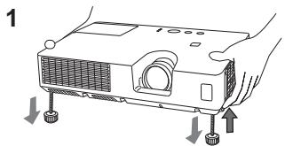 HITACHI ED-X26 - Adjusting the projector's elevator - 3