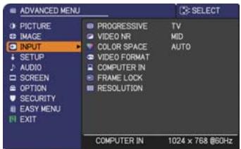 HITACHI ED-X26 - INPUT menu - 1