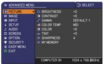 HITACHI ED-X26 - PICTURE menu - 1