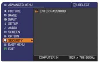 HITACHI ED-X26 - Enter the SECURITY menu - 1