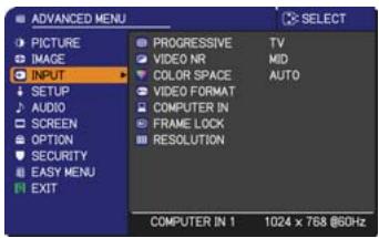 HITACHI ED-X50 - INPUT menu - 1
