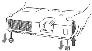 HITACHI ED-X50 - Adjusting the projector's elevator - 2