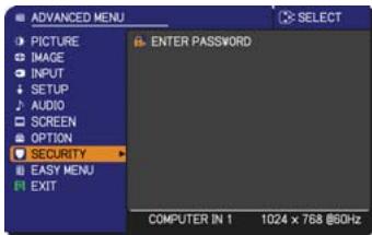 HITACHI ED-X50 - Enter the SECURITY menu - 1
