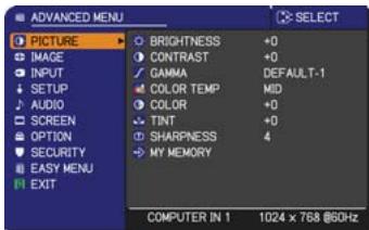HITACHI ED-X50 - PICTURE menu - 1