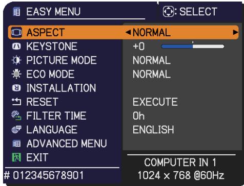 HITACHI CP-RX94 - EASY MENU - 1