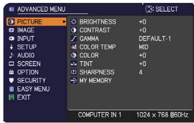 HITACHI CP-RX94 - In the ADVANCED MENU - 1