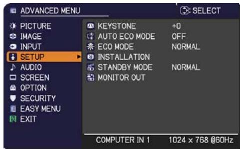 HITACHI CP-RX94 - SETUP menu - 1