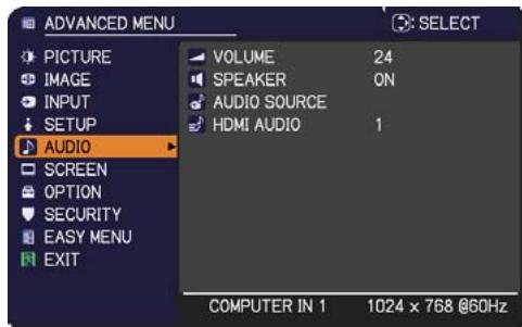 HITACHI CP-RX94 - AUDIO menu - 1