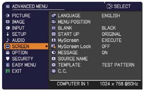 HITACHI CP-RX94 - SCREEN menu - 1