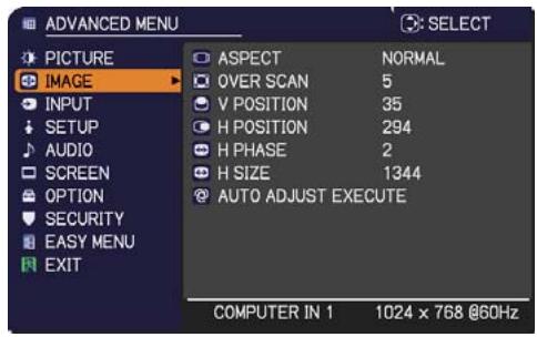 HITACHI CP-RX94 - IMAGE menu - 1