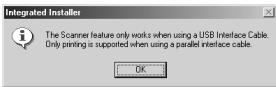 OLIVETTI D-COPIA 120/150 - The next screen appears. Make sure that the parallel interface cable is not connected, and click "OK". - 2