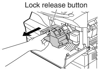 OLIVETTI D-COPIA 120/150 - Gently pull the TD cartridge out while pressing the lock release button. - 1