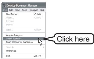 OLIVETTI D-COPIA 120/150 - After starting Desktop Document Manager, click the "File" menu and select "Select Scanner". - 1
