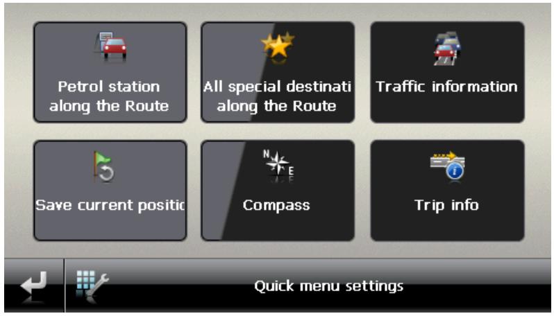 MEDION GOPAL 4.8 - Adjusting the Quick menu settings - 1